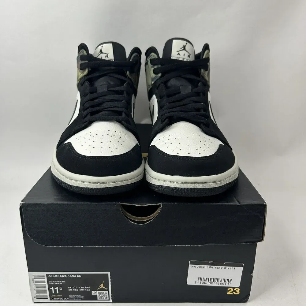 Nike Shoes Air Jordan 1 Mid SE “Camo/Light Bone Black White